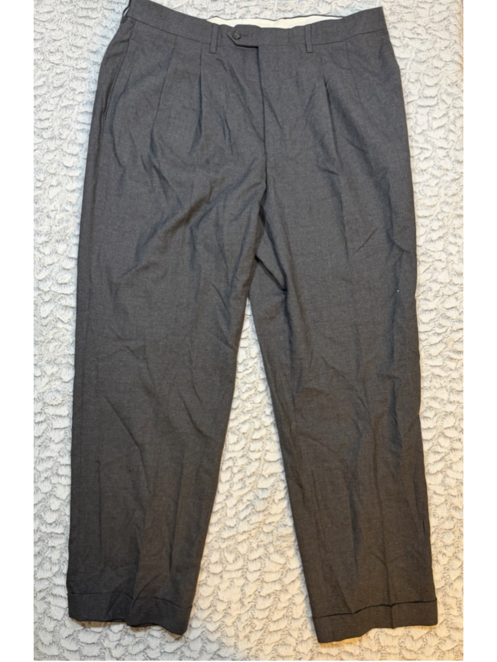 Lauren Ralph Lauren Total Comfort Gray Pleated Wool Twill Dress Pants 34"